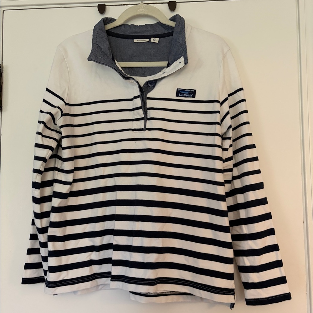 L.L. Bean Women’s Striped Navy and White Shirt
